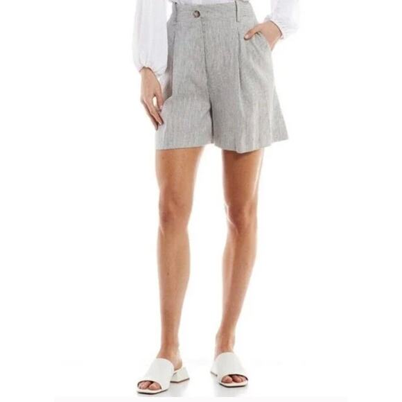 Alex Marie Pants - Alex Marie Women’s 14 Blue Stripe Reina Linen Pleated Lightweight Shorts NEW